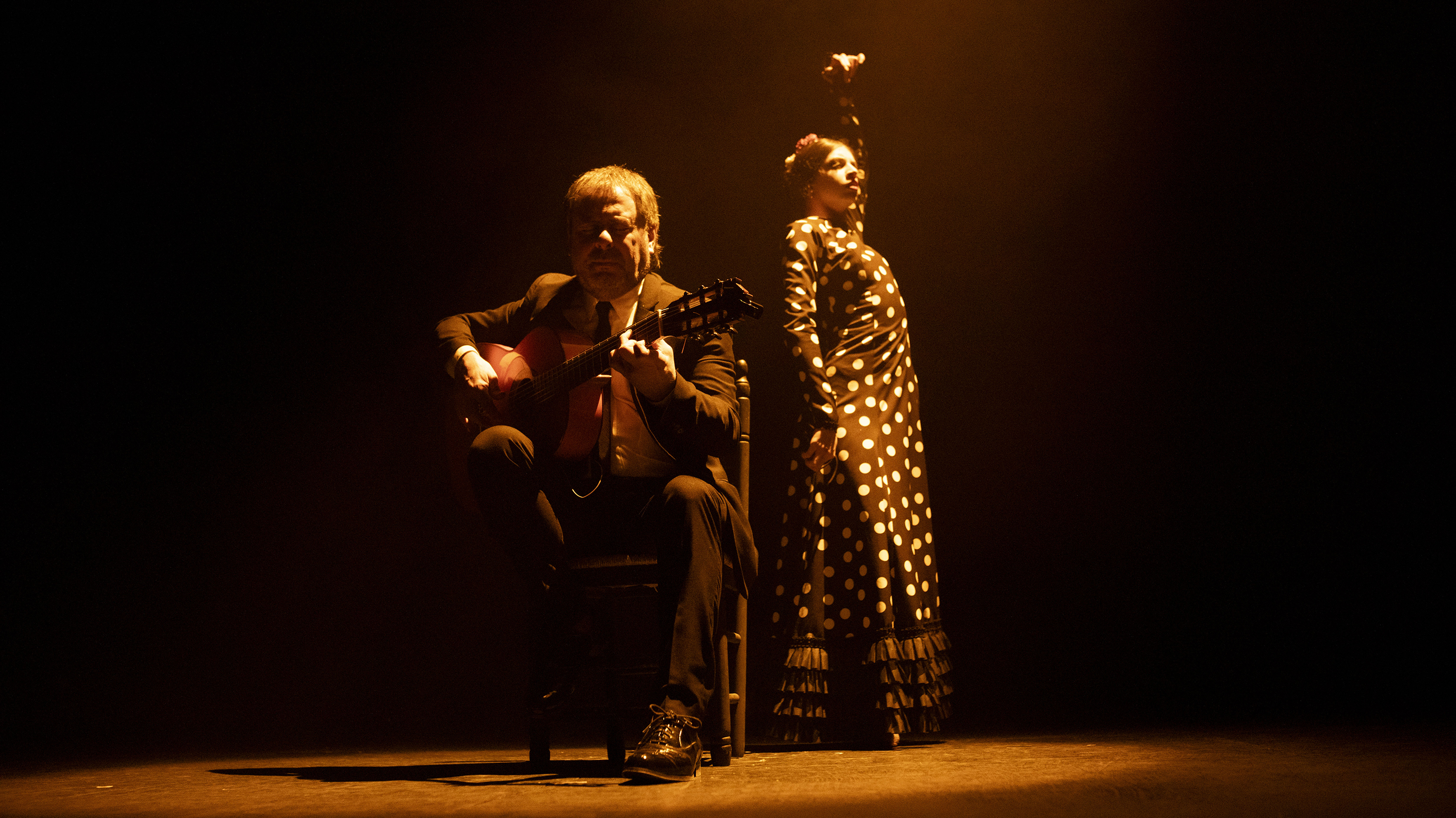 Master classical guitarist Antonio Andrade performs at Teatro Flamenco Sevilla in Seville, Spain. Copyright / Credit: Sean Biffar.